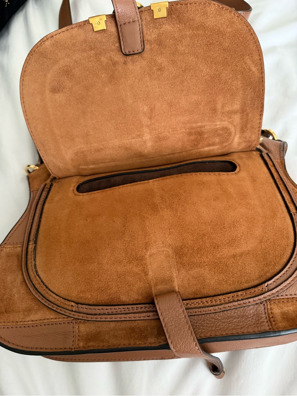 The Chloé Marcie Leather & Suede Patchwork Satchel in Dusty Tan NWT - Picture 9 of 17